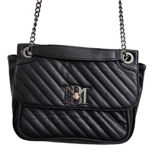 Badgley Mischka Bag Black Stud Quilted Vegan Leather Crossbody Purse Convertible